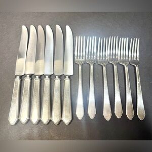 William & Mary By Lunt Sterling Silver Flatware PATD 1921 Service 12 Pieces